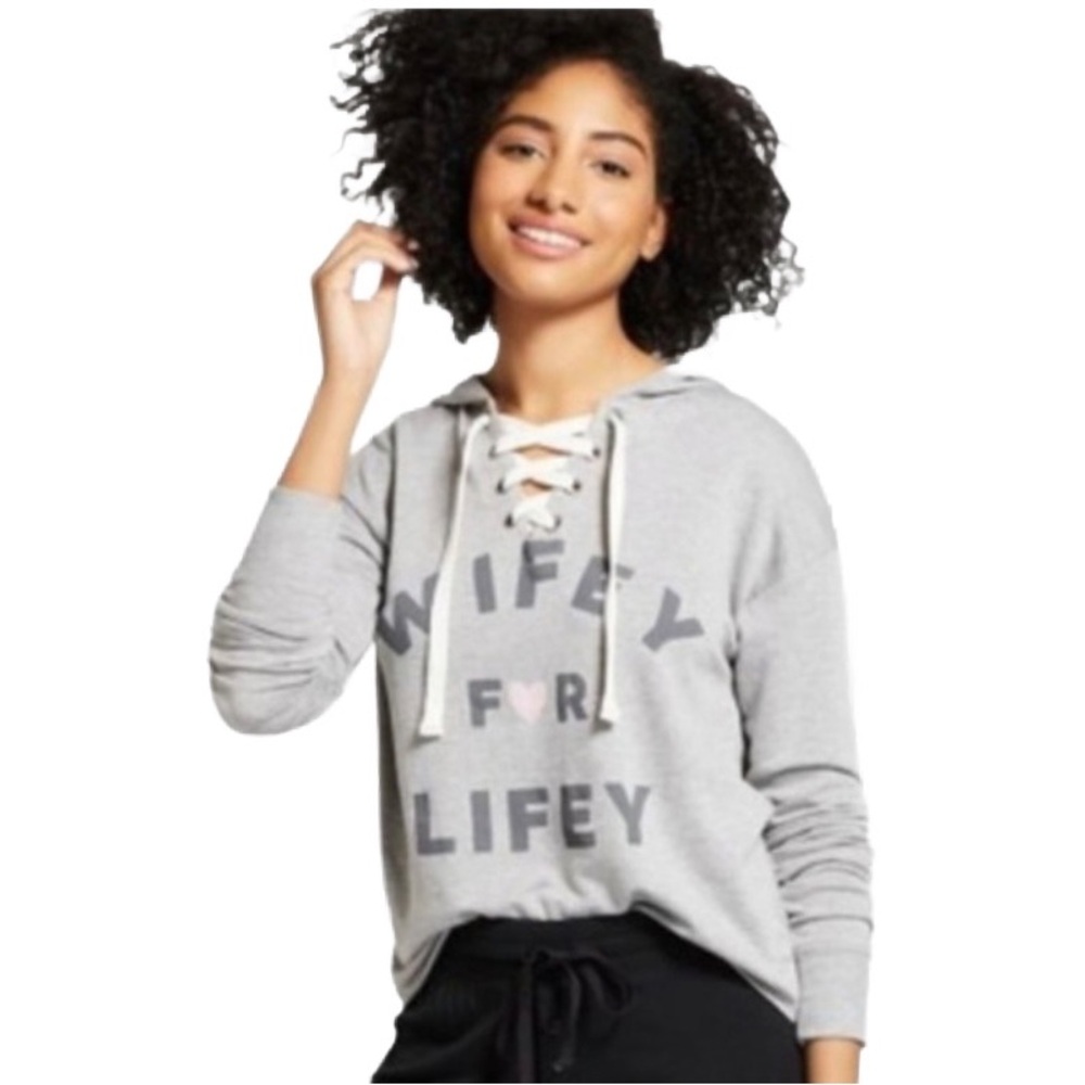 Wifey For Lifey Lightweight Cropped Pullover Hoodie Size XL